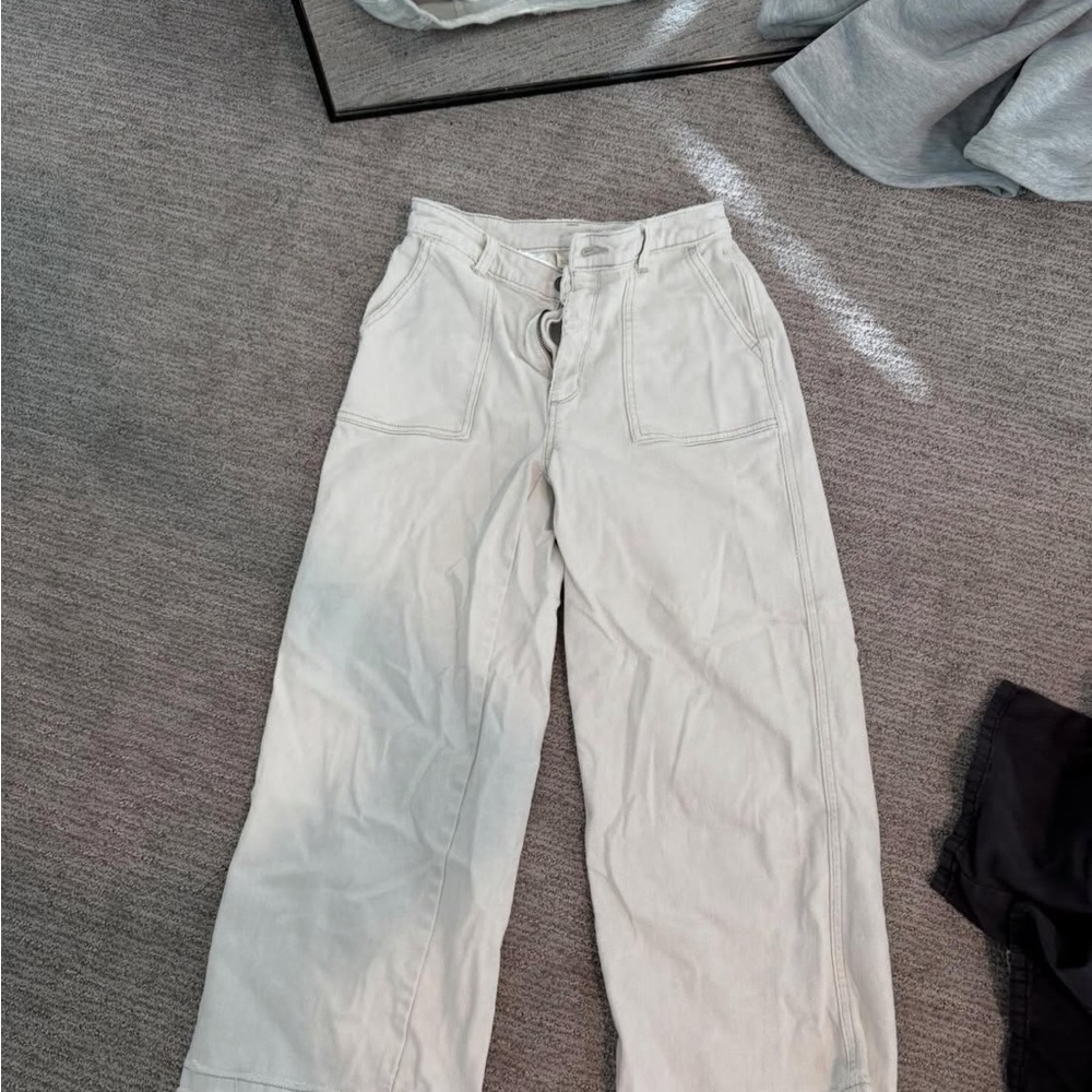 Cream Wide-Leg Pants